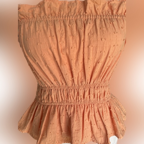 Loveriche | Coral Swiss Dot Ruffle Peplum Tank Top | Size Small - Picture 4 of 6